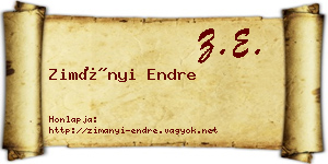 Zimányi Endre névjegykártya